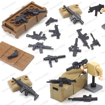 Karinių Ginklų Durklas M1911 MP5 automatas Nustatyti Pastato Blokas Ss Kareivis WW2 Duomenys Įrangos Modelis Vaikui, Dovanos Berniukas Žaislai