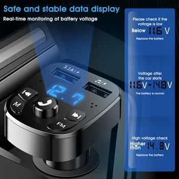 Karšto Automobilio Bluetooth50FM Siųstuvas автомагнитола MP3 Grotuvas su 3.1 Dual USB jungtys Nevalgius Įkrovimo Baterijos Įtampa Stebėti