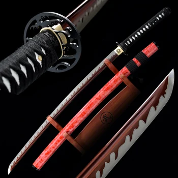 Katana tikrą Japonų Kardas 1095 Plienas Samurajus Kardas Visą Tango Red Ašmenys labai geras kietumas Ryškumą Namų dekoro