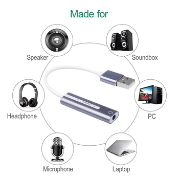 Kebidu Išorinė Garso plokštė 2 IN 1 3,5 mm USB Garso Sąsaja Mikrofono, Ausinių Adapteris, skirtas PC Nešiojamas USB Garso plokštė