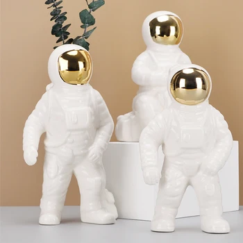 Keramikos Kosmoso Vyras Kosmonautas Modelio Paveikslas Statulėlės, Statula, Skulptūra Stalo Dekoro Balta Erdvė Vyras Skulptūra Astronautas Mados Vaza