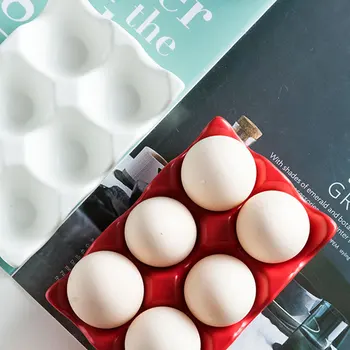 Kiaušinių Dėklas Keramikos Kiaušinių Laikiklį Kiaušinių Laikymo Konteineris Porceliano Balionėlis Organizatorius Anti-Slip 6 Tinklus Virtuvės Countertop Šaldytuvas