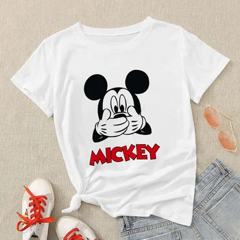 Kietas Disney Naujas Vasaros Estetinės Animacinių filmų Mickey Mouse Marškinėliai Mergina Mados Atsitiktinis Viršų Moterys Harajuku Unisex marškinėliai Moteriška Tees
