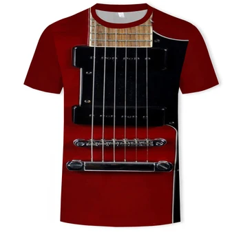 Kietas gitaros vyriški T-shirt spalvinga 3D spausdinimo mados muzikos instrumentas DJ muzikos trumpas rankovės O-kaklo punk Marškinėlius laisvalaikio stiliaus viršaus