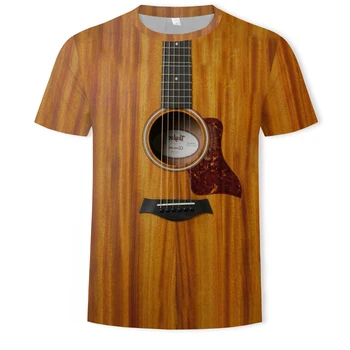 Kietas gitaros vyriški T-shirt spalvinga 3D spausdinimo mados muzikos instrumentas DJ muzikos trumpas rankovės O-kaklo punk Marškinėlius laisvalaikio stiliaus viršaus