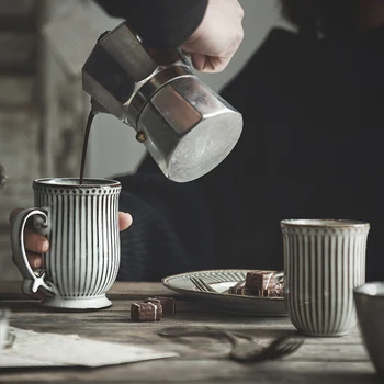 KINGLANG Retro Kavos Puodelis Derliaus Pusryčiai Pieno Taurės Keramikos Geriamojo Vandens Teacup