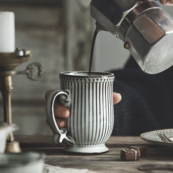 KINGLANG Retro Kavos Puodelis Derliaus Pusryčiai Pieno Taurės Keramikos Geriamojo Vandens Teacup