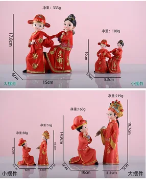 Kinų stiliaus vestuvių tortas topper figūrėlės raudona stiliaus nuotaka ir jaunikis dovanos džiaugtis vestuvių, sužadėtuvių metines prekes