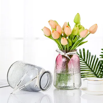 Klasikinis Spalvotų Stiklo Vazos Gėlių Krepšelis, Butelių Dekoravimas Namuose Šiaurės Džiovinti Skaidrus Sielovados Stalo Mažų Buteliukų