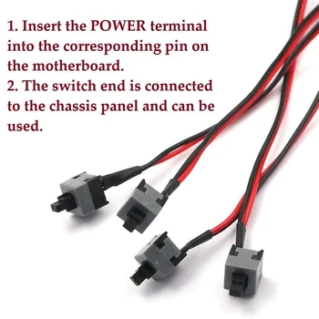Kompiuterio Jungiklis Viela On/Off Mygtukas Paleisti Linijos PC Power Jungiklio Kabeliai 45cm (6 Pack 2 Pin)