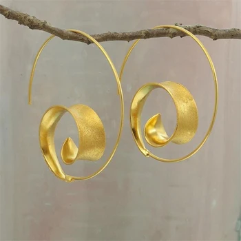 Korėjiečių Moterų Paprastu būdu Auskarai Dizaino Spiralės Formos Metalo Aukso Sidabro Spalvos Stilingas Hoopas Auskarai Motinos Šaliai, Papuošalai