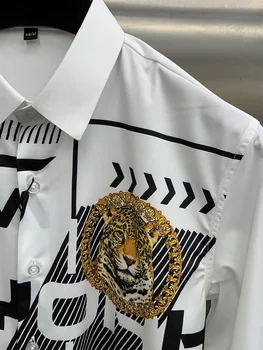 Korėjos Camiseta Masculina Oficialaus Marškinėliai Vyrams 2021 Tendencijos Mados Asmenybės Tigro Galva Karšto Diamond Spausdinti vyriški Marškinėliai Slim