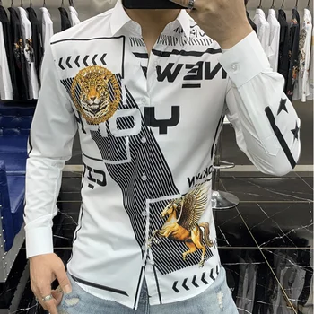 Korėjos Camiseta Masculina Oficialaus Marškinėliai Vyrams 2021 Tendencijos Mados Asmenybės Tigro Galva Karšto Diamond Spausdinti vyriški Marškinėliai Slim