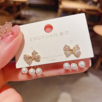 Korėjos mados karšto pardavimo lankas modeliavimas pearl naujas temperamentas net garsenybių moterų dovana auskarai, juvelyriniai dirbiniai didmeninė