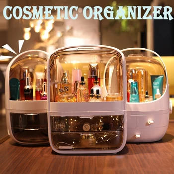 Kosmetikos laikymo dėžutė trijų sluoksnių stalčių makiažas priedai organizatorius darbalaukio lūpų dažai, nagų alyvos bako kosmetikos grožio dėžutė