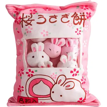 Krepšys Kawaii Japonijoje Vyšnių žiedai, rožinis pliušinis Pardavimo 8pcs mielas triušis lėlės, minkšti kimštiniai žaislai, draugei, vaikas, gimtadienio meilės dovana