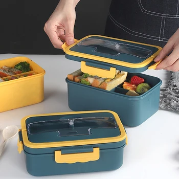 Kviečių Šiaudų Medžiaga Bento box japonų stiliaus vaikams Studentų maisto konteineryje nepralaidžiose Aikštėje priešpiečių dėžutė Su Kamera
