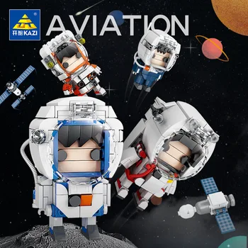 KY83017-20 Astronautas Serijos Astronautas su Scena, Vaikų Mažų Dalelių Blokų Surinkimas Žaislai Vaikams Dovanos