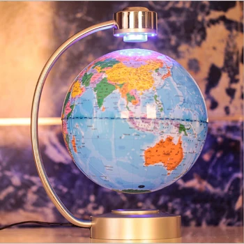 Kūrybos Apdailos LED Lemputė 8 Colių Elektroninių Magnetic Levitation Plaukiojantis Rutulio Pasaulio Žemėlapyje Geriausia Dovana Vyrams Berniukai