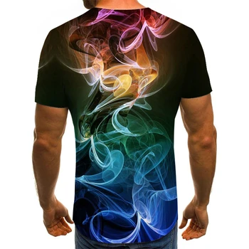 Kūrybos dūmų grafinis T-shirt rašalo stiliaus atsitiktinis vyriški T-shirt 3D atspausdintas viršūnės vasarą apvalios kaklo marškinėliai plius dydis streetwear