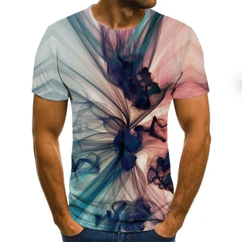 Kūrybos dūmų grafinis T-shirt rašalo stiliaus atsitiktinis vyriški T-shirt 3D atspausdintas viršūnės vasarą apvalios kaklo marškinėliai plius dydis streetwear