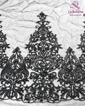 La Belleza 2019 nauja 75cm pločio juoda nėrinių apdailai,pilkos spalvos nėrinių apdaila ,suknelė nėrinių apdaila ir vestuvių priedai 1 kiemas