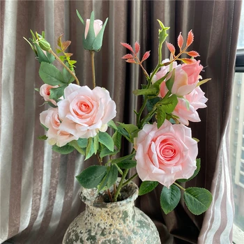 Labai rekomenduoju Rožės šakos su padirbtų lapų flores artificiales gyvenamojo kambario, apdaila, namų vestuvių dekoro Nuotraukų Rekvizitai
