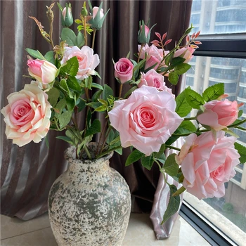 Labai rekomenduoju Rožės šakos su padirbtų lapų flores artificiales gyvenamojo kambario, apdaila, namų vestuvių dekoro Nuotraukų Rekvizitai