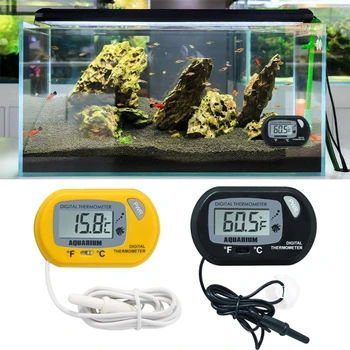LCD Skaitmeninis Akvariumas thermograph Žuvų Bakas Vandens Terariumai Temperatūros Suct X7XD