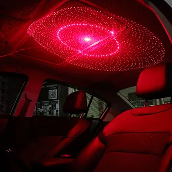 LED Projektorius Star Dangaus Šviesa Automobilių Apdailos USB Interjero Atmosferą Lempa USB LED Star Naktį Šviesa Šviesa Apdaila