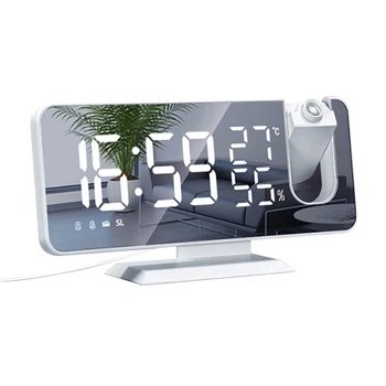 LED Skaitmeninis Laikrodis-Žadintuvas Žiūrėti Lentelėje Elektroninių Darbalaukio Laikrodžius, USB Pabusti FM Radijas Laiko Projektorius Temperatūros Drėgmės Matuoklis