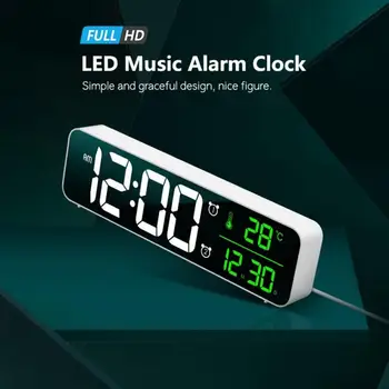 LED Skaitmeninis Laikrodis-Žadintuvas Žiūrėti Miegamieji Lentelė Skaitmeninio signalo Atidėjimo Elektroninių USB Stalinis Veidrodis, Laikrodžiai, Namų Stalo Apdailos