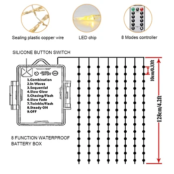 LED Skėtis Šviesos 8 Režimas Nuotolinio Valdymo Vandeniui Sodo Skėtis Lempa LED Styginių Šviesos Lanksti Dekoro Šalies Šviesos Lauko Žibintas