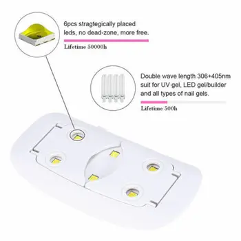 LED UV Nagų Lempa Mini 6W Gelio Nagų lako Džiovintuvas Ultravioletinės Lempos Pelės Formos USB Elektrinis Manikiūro GELIO Nagų Kietinimo Šviesa Džiovintuvas