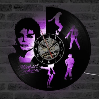 LED Vinilo Įrašas Sieninis Laikrodis Šokių Michael Jackson Vinilo Laikrodžiai Modernaus Dizaino, su 7 Spalvų LED Keitimas Sienos Žiūrėti Namų Dekoro