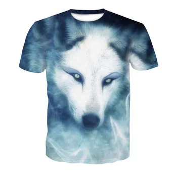 Mada sporto kvėpuojantis Wolf 3D spausdinimo mados marškinėliai vyriški vilko gatvės drabužiai laisvi ir patogus audinys
