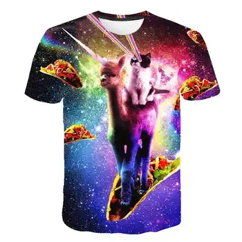 Mados 2021 Naujas Cool T-shirt Vaikams, Vaikų Drabužiai 3d Marškinėliai Spausdinimo Dvi Katės trumpomis Rankovėmis Vasaros Viršūnes Fox Marškinėliai