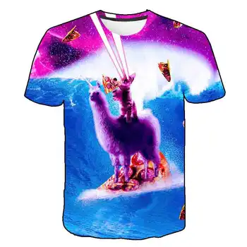 Mados 2021 Naujas Cool T-shirt Vaikams, Vaikų Drabužiai 3d Marškinėliai Spausdinimo Dvi Katės trumpomis Rankovėmis Vasaros Viršūnes Fox Marškinėliai
