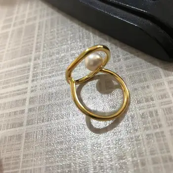 Mados Mergaitė Dovana Metalo Žiedas, Moterų Papuošalai Geometrinis Apvalios Žiedo Gatvės Šaudyti Priedai Imitacija, Perlų Žiedas