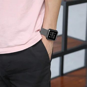 Magnetinės Kilpos Diržas, Apple Watch Band 44mm 40mm iWatch Juosta 38mm 42mm Nerūdijančio plieno correa apyrankė 