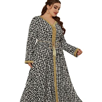 Maroko Kaftan Musulmonų Dubajus Abaja turkijos suknelė didelis dydis mados ir elegantiškas susiuvimo Ramadanas suknelė, diržas,