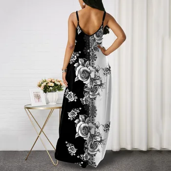 Maxi Suknelės Moterims Vasaros 2021 Gradientas Print Dress O-kaklo Gėlių Spausdinti Rankovių Plius Dydžio Megztinis Ilgas Sukneles Skraiste