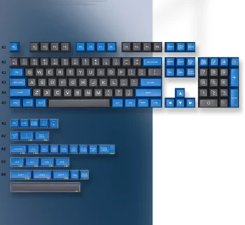 MAXKEY doubleshot keycaps SA Double shot ABS keycap mėlyna pilka 131 klavišus cherry mx mechaninė klaviatūra