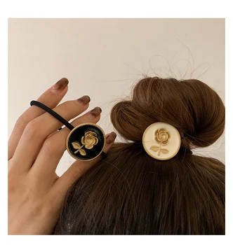 Mažas kvepalų metalo plaukų virvę prancūzijos šviesą rožių plaukų žiedas ins plaukai surišti į uodegą gumos juosta galvos virvę korėjos plaukų aksesuarai