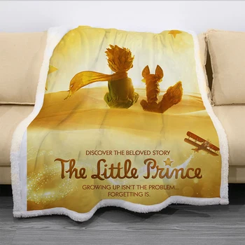 Mažasis Princas Antklodė 3D Spausdinimo Sherpa Antklodę ant Lovos Vaikams Mergina Gėlių Namų Tekstilės Sapnų Stiliaus 01