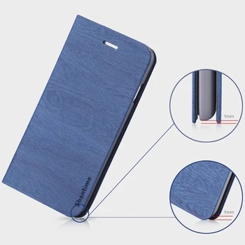 Medienos grūdų PU Odos Telefoną Atveju LG X Ekrano K500N Flip Book Atveju LG X Peržiūrėti K500DS Piniginės Atveju Minkštas Silikoninis Galinio Dangtelio