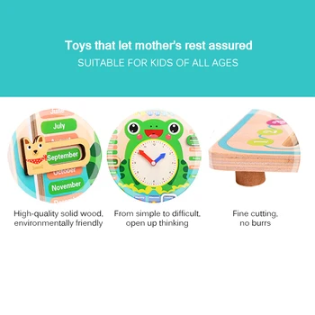 Mediniai Anksti Aids Žaislas Kūdikiui Orų Sezono Kalendorius Laikrodis Laiką Pažinimo Vaikas Montessori Mielas Varlė Ikimokyklinio Švietimo Žaislai, Dovanos