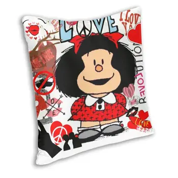Meilė Ir Mafalda Apsuptas Širdis Pagalvėlė Padengti Quino Manga Animacinių filmų Mesti Pagalvės užvalkalą už Sofos Užsakymą Užvalkalas Apdaila