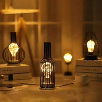 Meno LED Stalo Lempa Skaitymui Naktį Šviesos Vario Viela, Stalo Lempos Šviesą Klasikinis Naktį Lempos Lemputė Kambarį Namo Apdaila Baterija