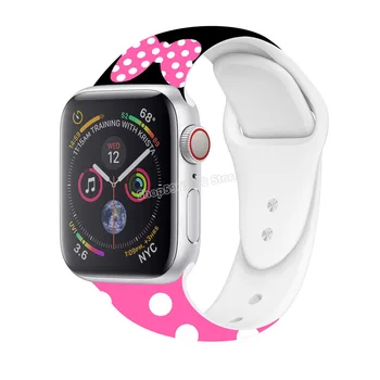 Mickey Minnie Watchband Tinka Apple Spausdinimo Silikono Iwatch Žiūrėti Dirželis Applewatch Sporto Watch Band Apyrankę Dekoras
